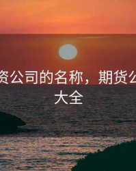 期货投资公司的名称，期货公司名字大全