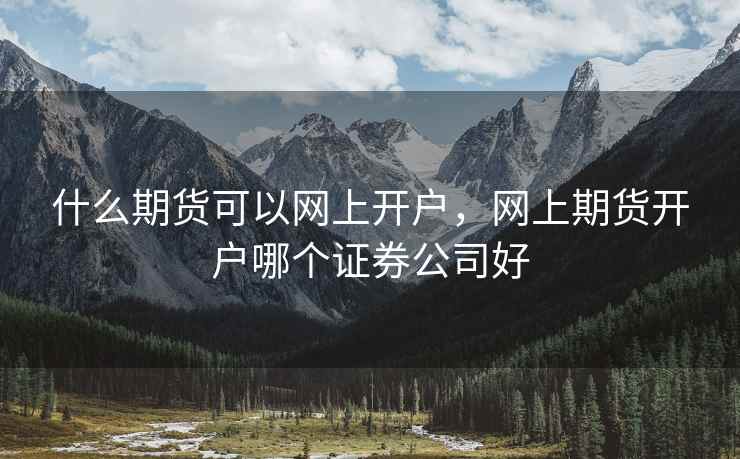 什么期货可以网上开户，网上期货开户哪个证券公司好